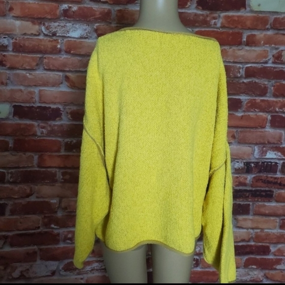 Free People Yellow Bardot Sweater Small NWT - Picture 7 of 7